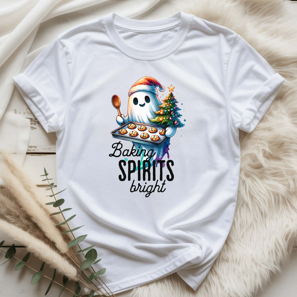 Baking Spirits Bright Ghost Christmas T-Shirt for Women