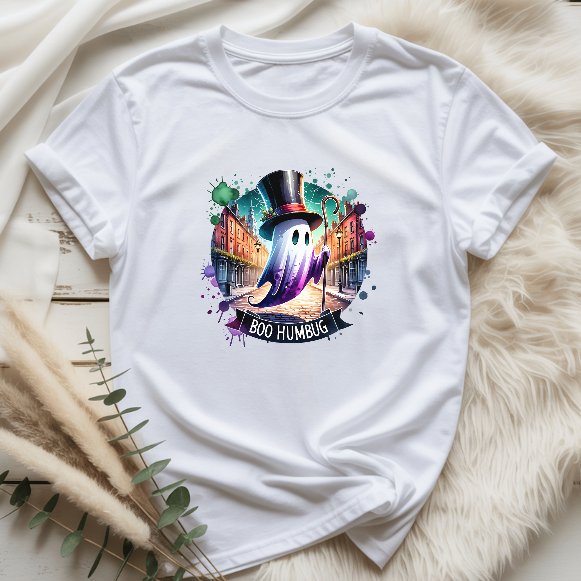 Boo Humbug Ghost Christmas T-Shirt for Women