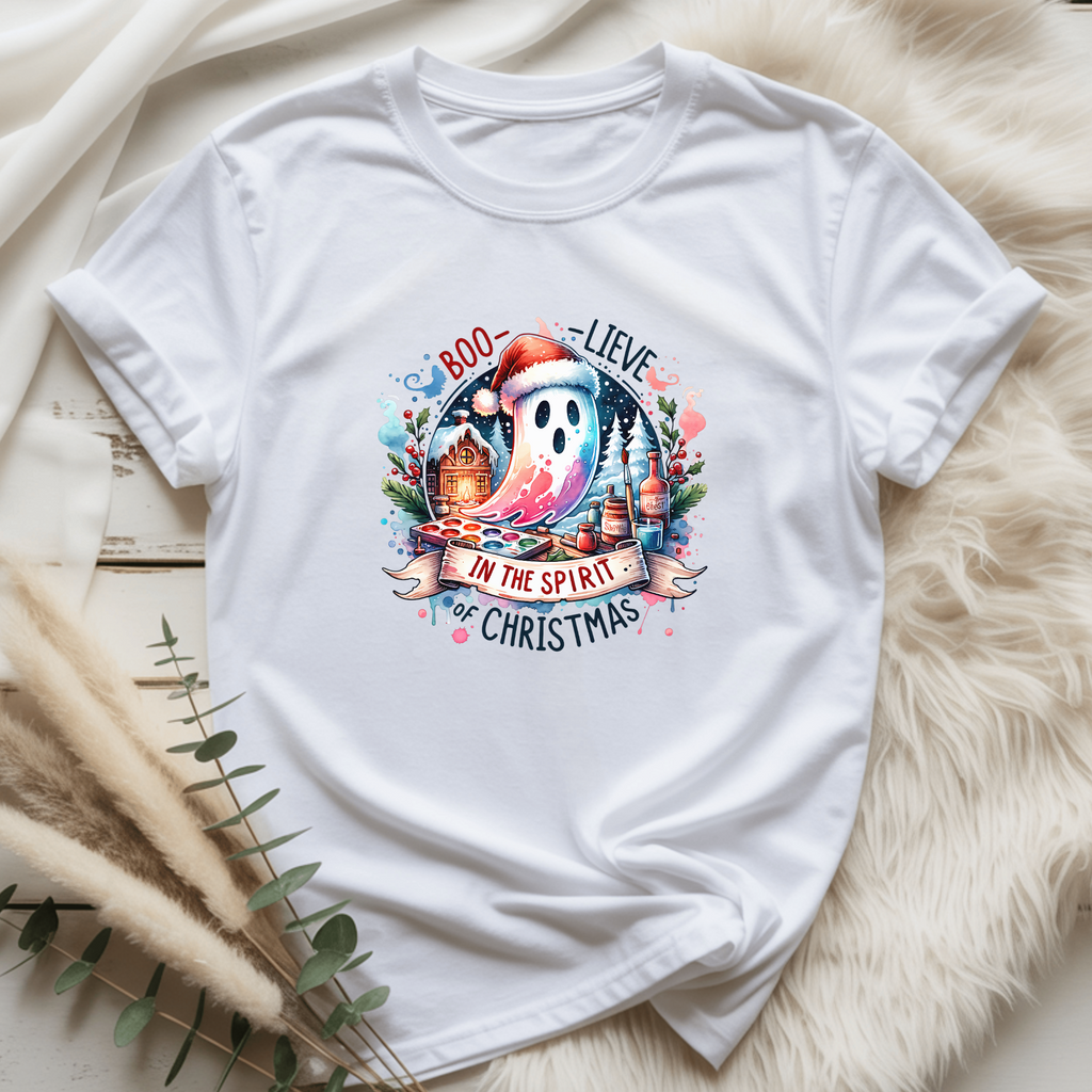 Boolieve in the Spirit of Christmas Ghost T-Shirt for Women