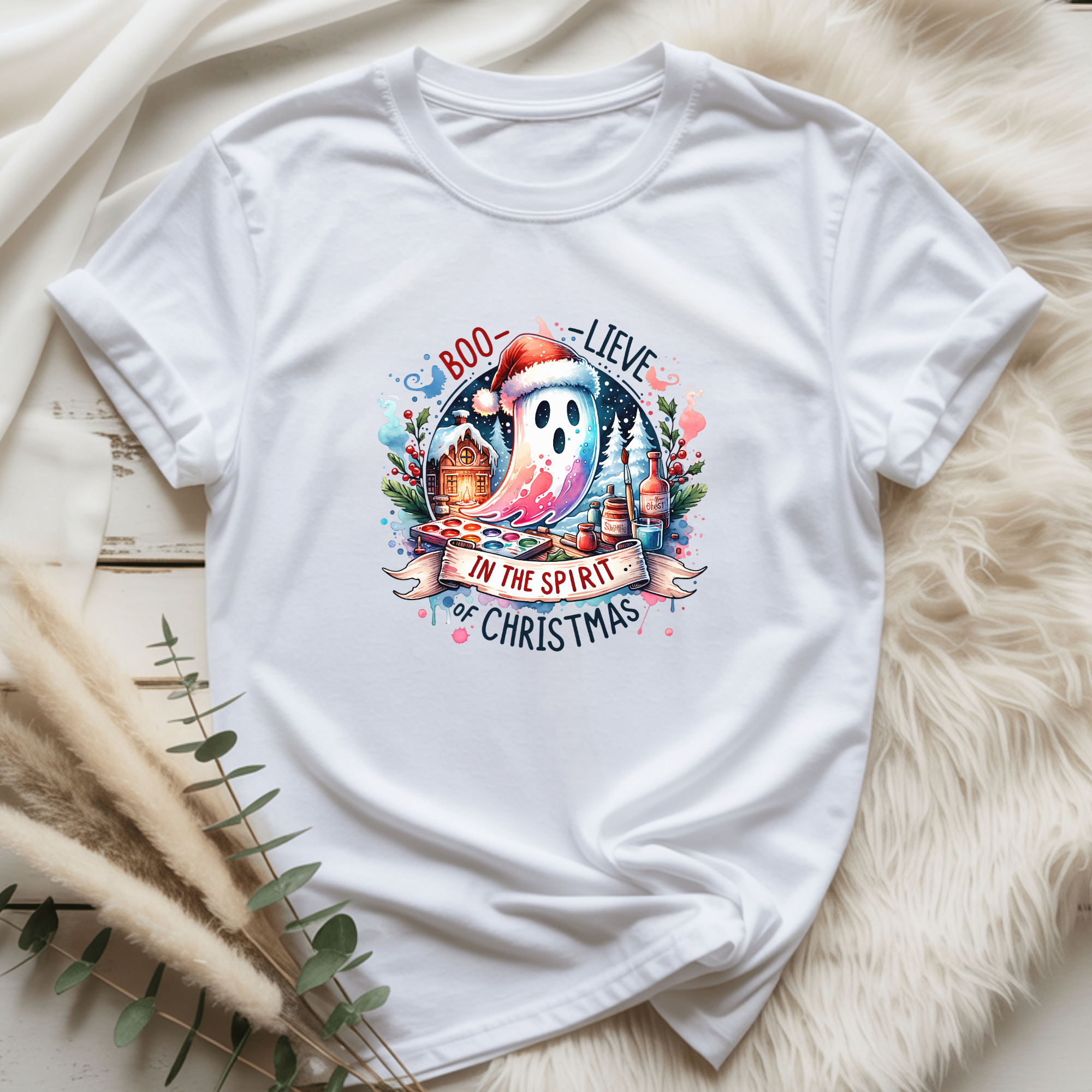 Boolieve in the Spirit of Christmas Ghost T-Shirt for Women